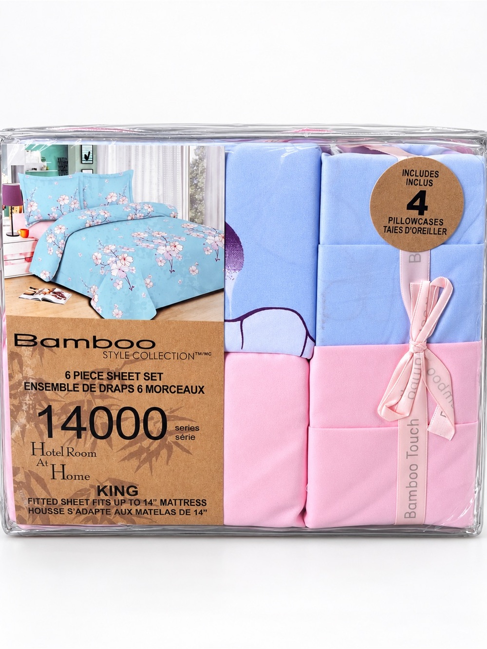 King 6-Piece Sheet Set - Blue & Pink